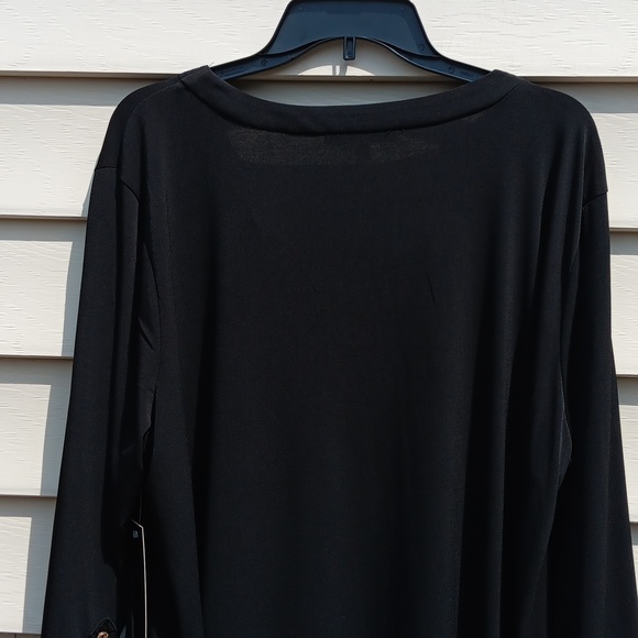 ALWAYS INDIGO Elegant Long Sleeve Black Dress with Waist String- 3X - Picture 8 of 13